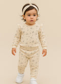 Dirkje Cotton All Over Fruits Printed Full Sleeves Sweatshirt & Joggers Co-Ords Set With Headband - Beige