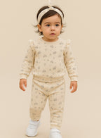 Dirkje Cotton All Over Fruits Printed Full Sleeves Sweatshirt & Joggers Co-Ords Set With Headband - Beige
