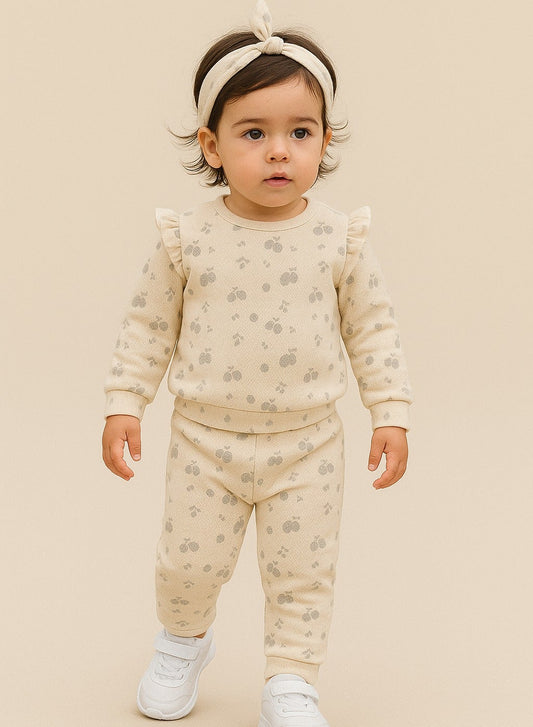 Dirkje Baby Girls 3-Piece Printed Sweatshirt, Joggers & Headband Set