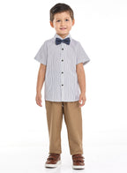 Tan Waistcoat And Pant Set With Shirt And Bow Tie