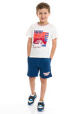 Victor And Jane Junior Boys' 2 Piece Sets With Matching Tshirt And Slogan Print Shorts And Elasticated Waist