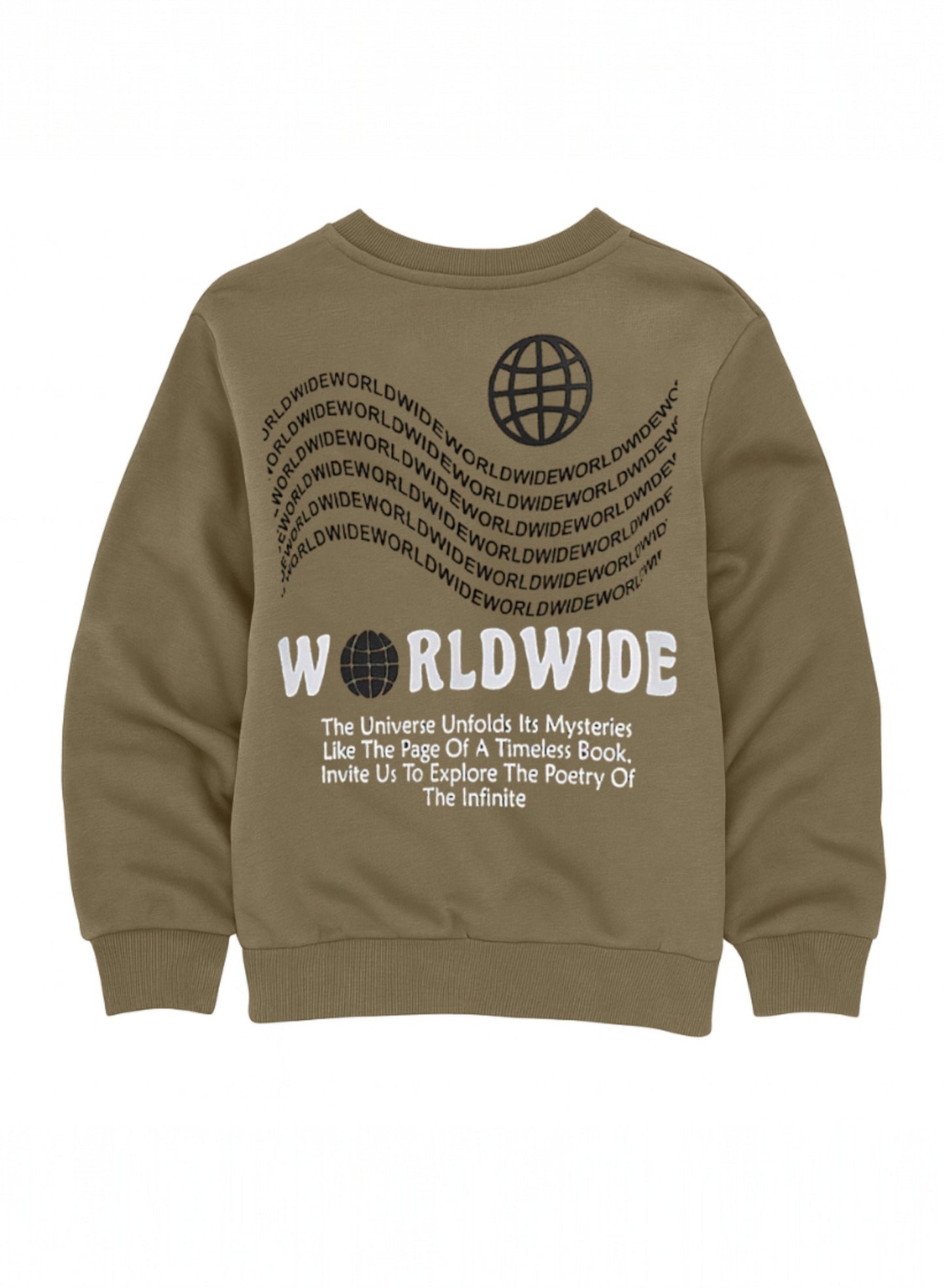 Boys Olive Green Printed Utility Fleece Tracksuit - Sweatshirt with Crossbody Bag Print