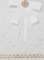 Ivory/Gold Bow Jacquard Dress