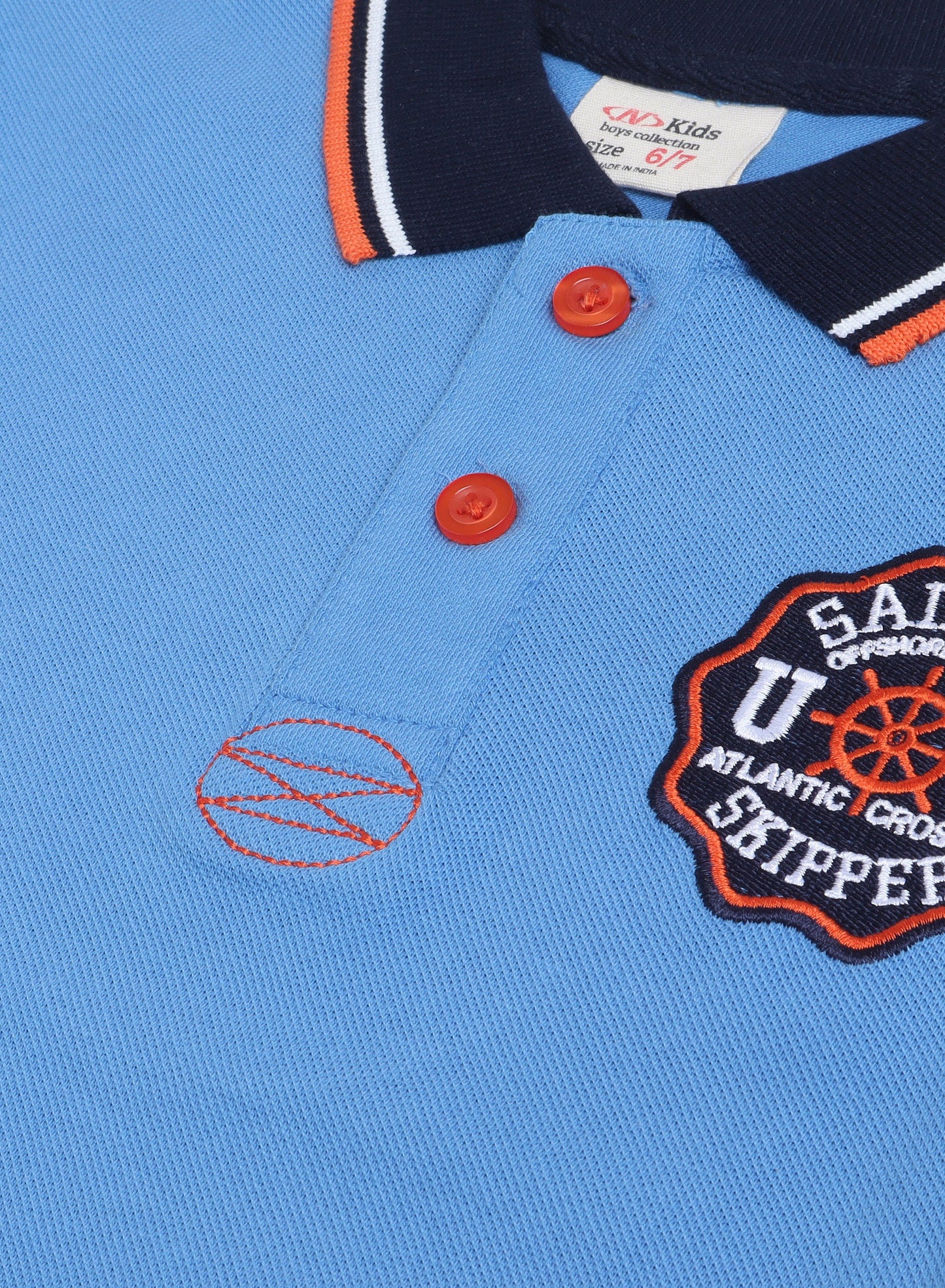 Victor & Jane Junior Boys' Polo T-Shirt – Blue colour with Embroidered Label detail