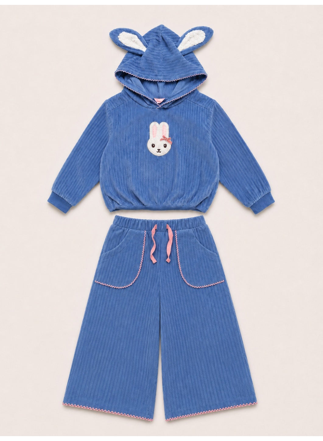 Baby Girls Bunny Hoodie and Pants Set with Ear Detail