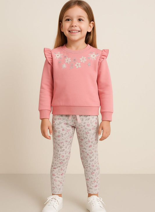 Dirkje Girls Floral Sweatshirt & Joggers Set