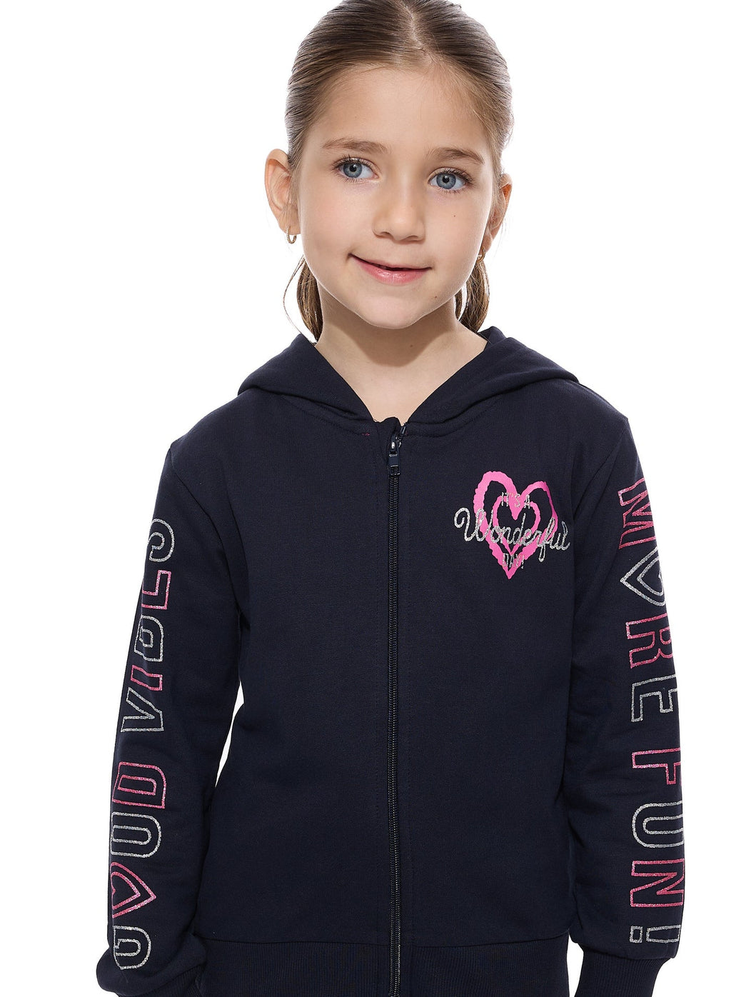 Girls- Glitter Heart Hoodie With Matching Jogger