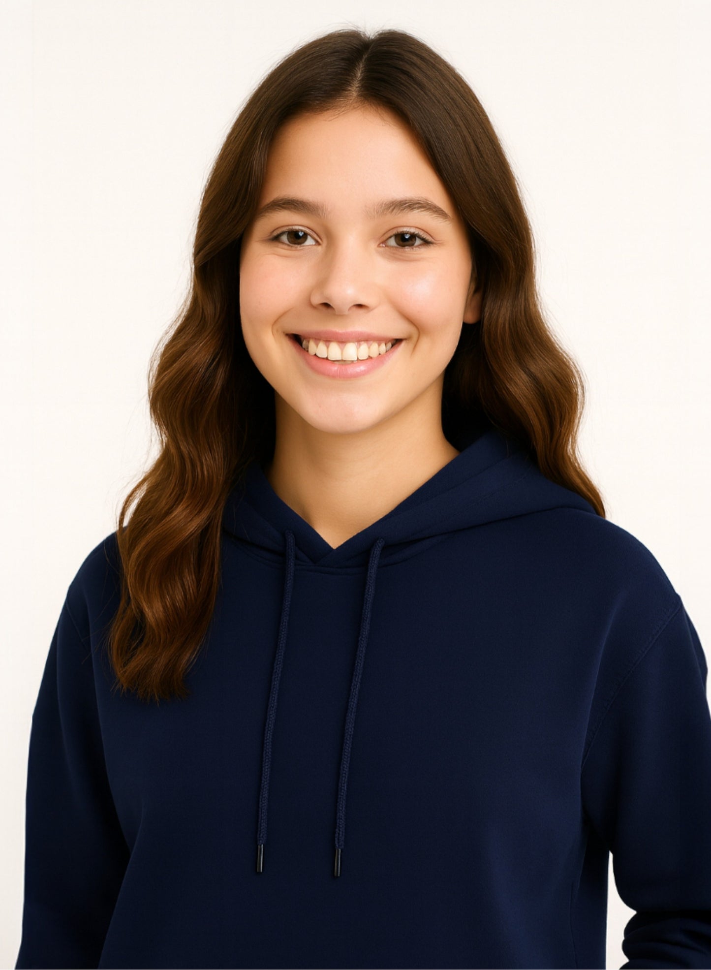 Navy Hoodie with Drawstring – 100% Cotton Fleece