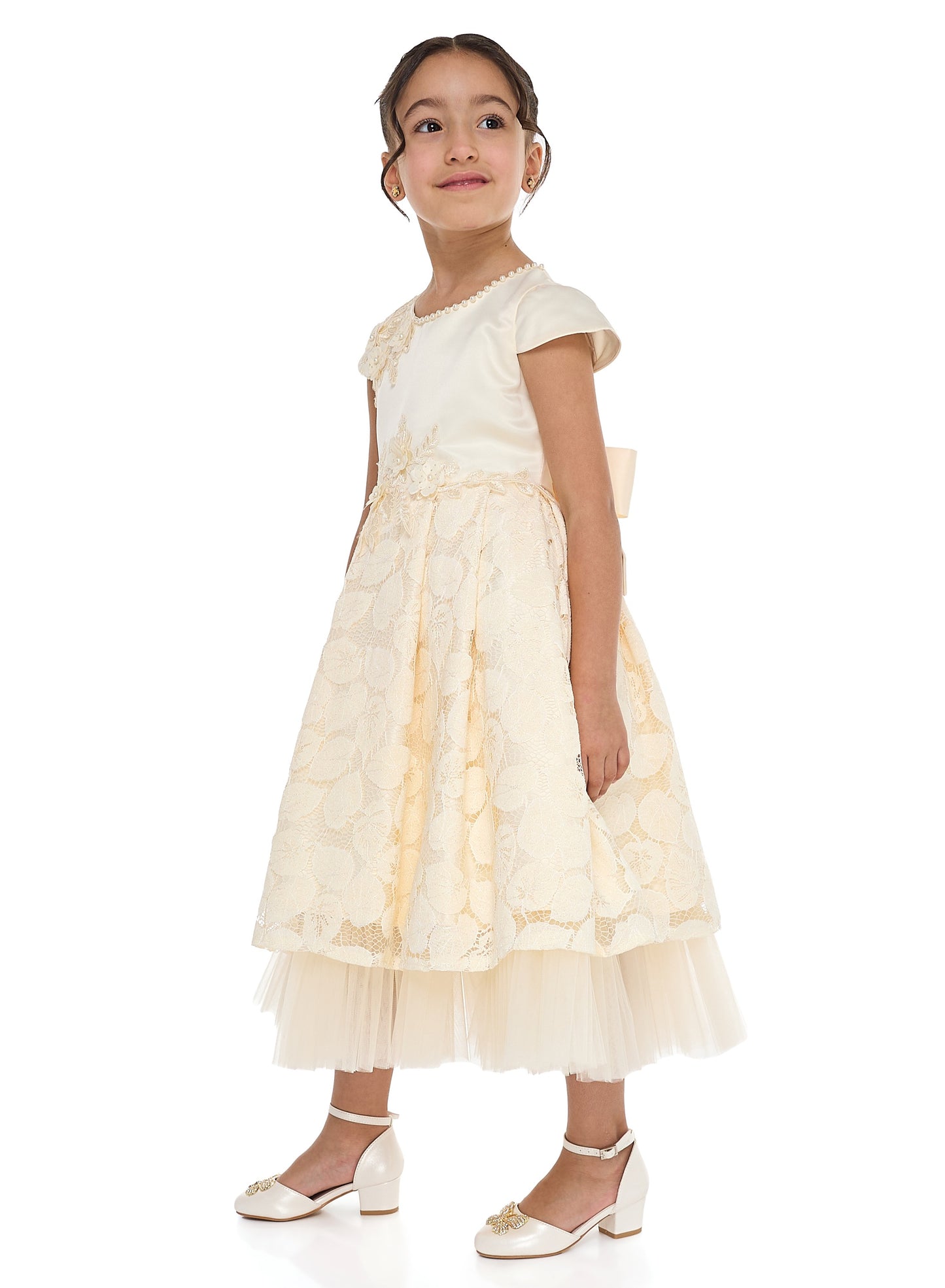 Chic Pink Satin & Lace Party Dress With Mesh & Decoration