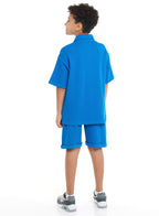 Victor And Jane Boys' Jacquard Set “ Blue 2-Piece Outfit With Label Detail