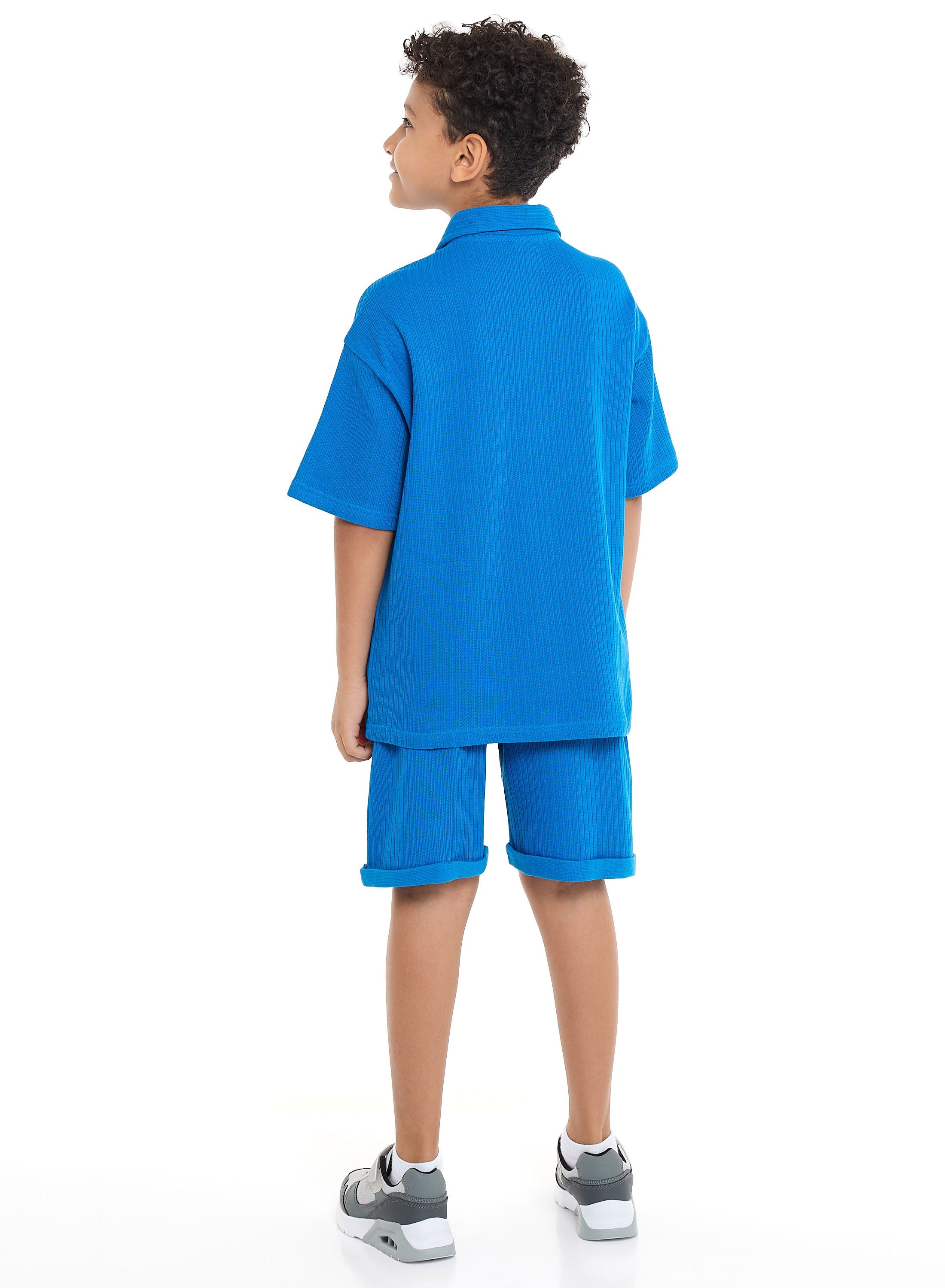Victor And Jane Boys' Jacquard Set “ Blue 2-Piece Outfit With Label Detail