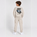 victor and jane boys' beige fleece sweatshirt and jogger set with football graphic print on the back