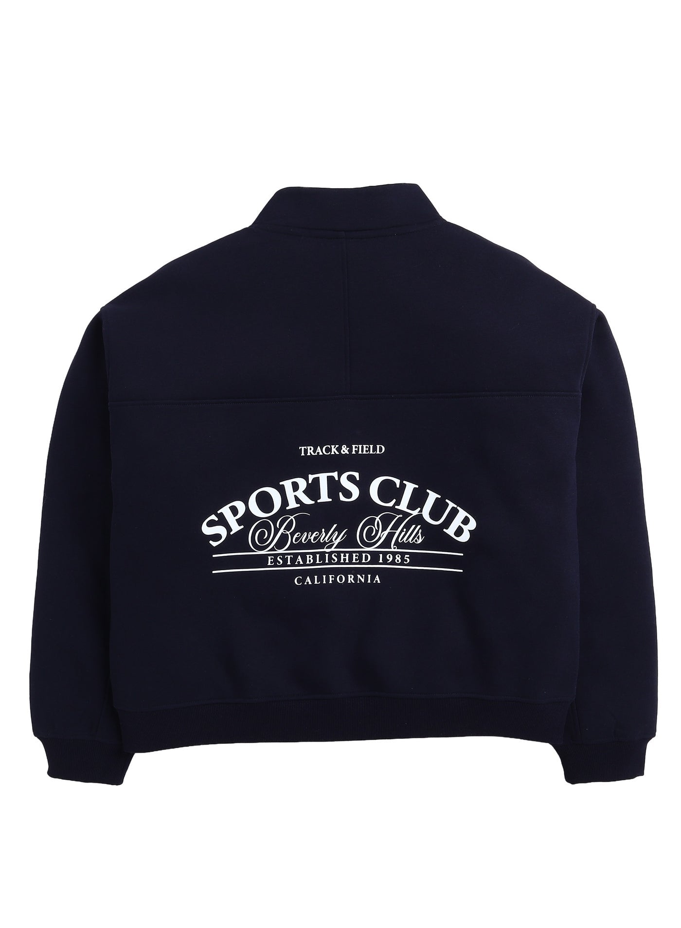 Œsports Club” Girls' Half-Zip Sweatshirt “ Navy | 100% Cotton Fleece |