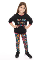 Embellished Top With Floral Printed Legging