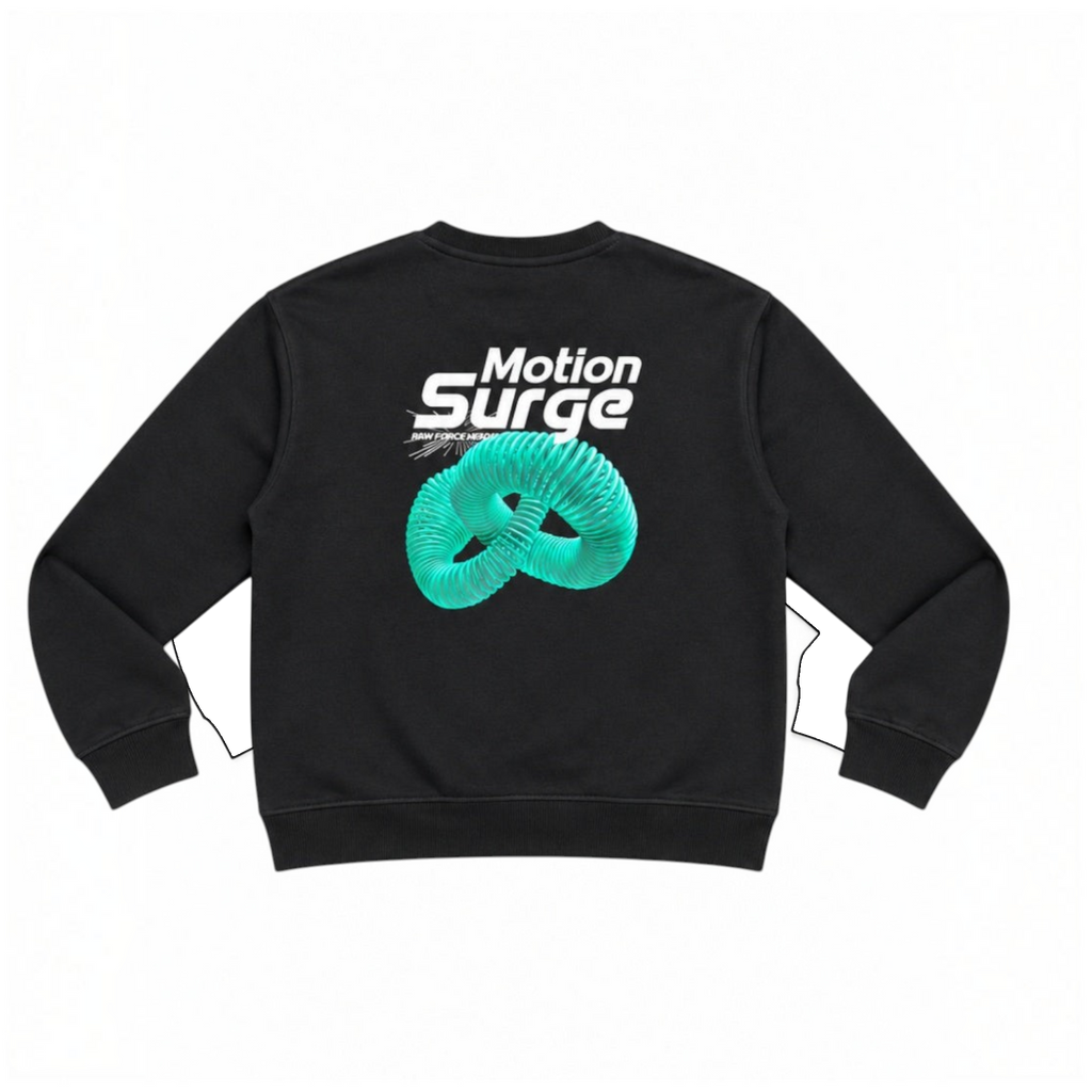 victor and jane boys black fleece sweatshirt with Motion Surge graphic print on the back