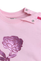 Baby Girl Rose Appliquã© Fleece Tracksuit “ Pink 2-Piece Set