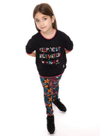 Embellished Top With Floral Printed Legging