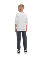 Victor And Jane Cotton Riding Theme Print Full Sleeves Sweatshirt & Joggers Set - White & Grey