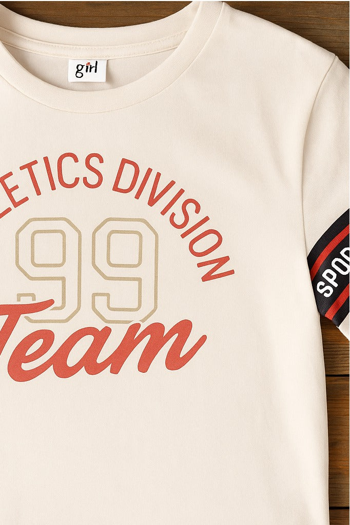 2 Pc Set - Slogan Print Crop Top & Matching Bottom