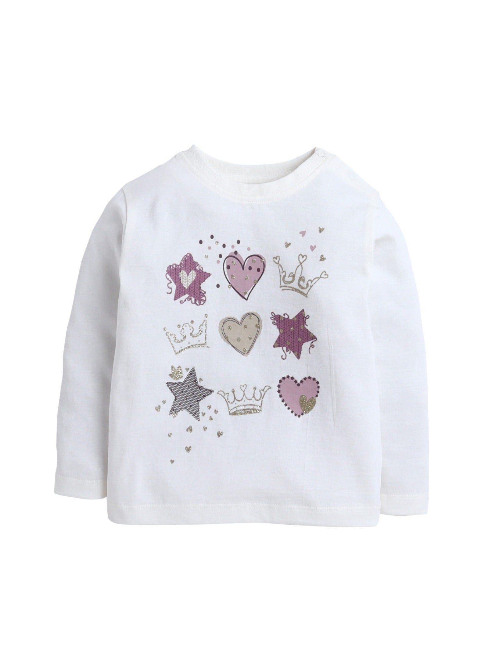 Baby Girl Heart &Amp; Star Cotton Fleece 3-Piece Set “ Light Grey &Amp; Pink