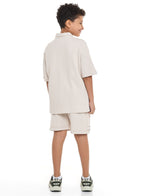 Victor And Jane Boys' Jacquard Set “ 2-Piece Outfit With Patch Polo T-Shirt And Shorts