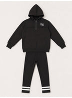 Girls "Los Angeles" Graphic Print Half Zip Long Top Hoodie and Ribbed Pants Set