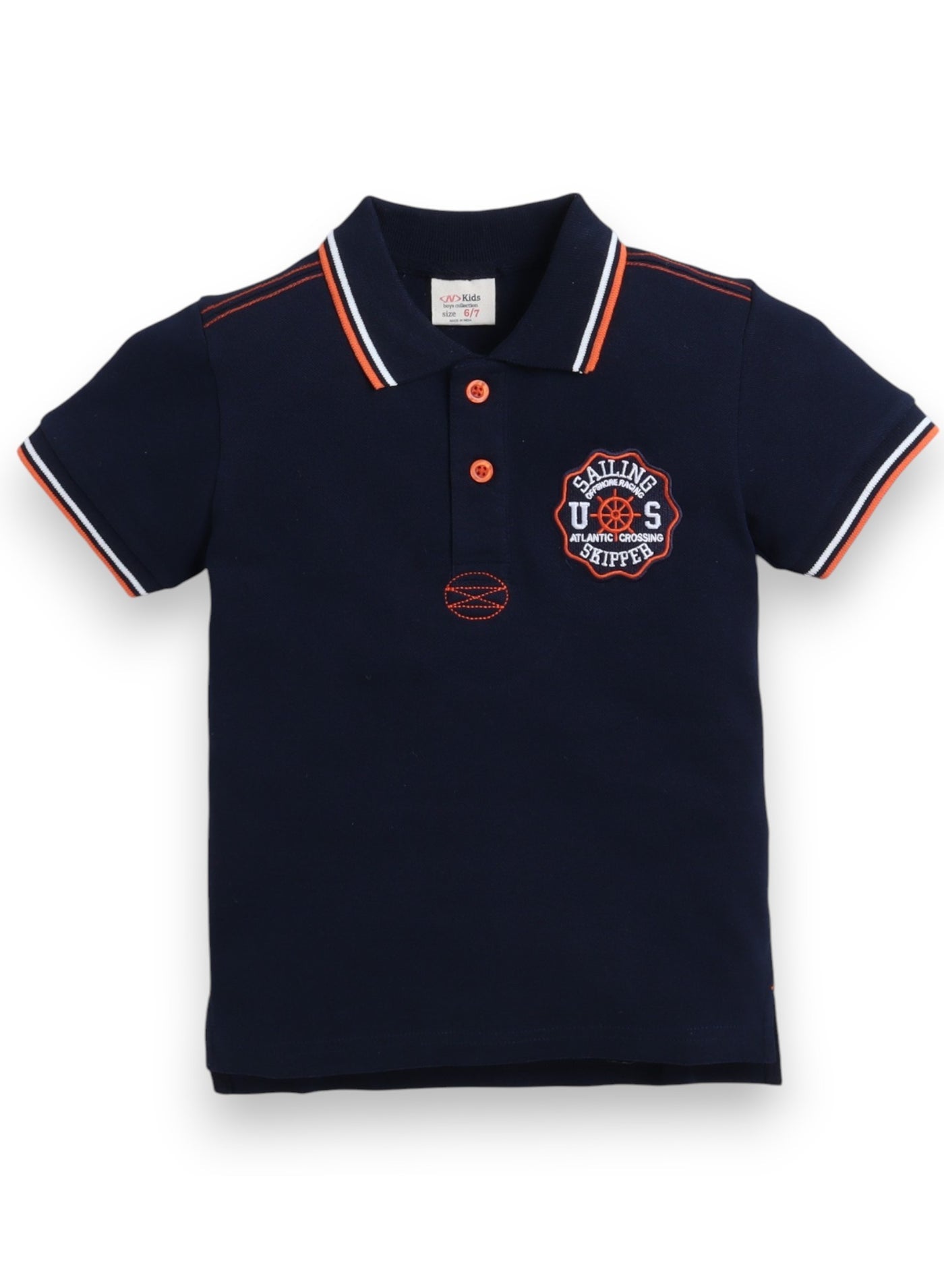 Boys' Polo T-Shirt – Navy colour with Embroidered label detail