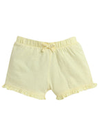Girls' Jacquard Shorts With Elasticated Waistband And Ruffle Trim- Pink And Yellow-Pack Of 2