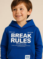 Boys' Blue "Break Rules" Hooded Sweatshirt