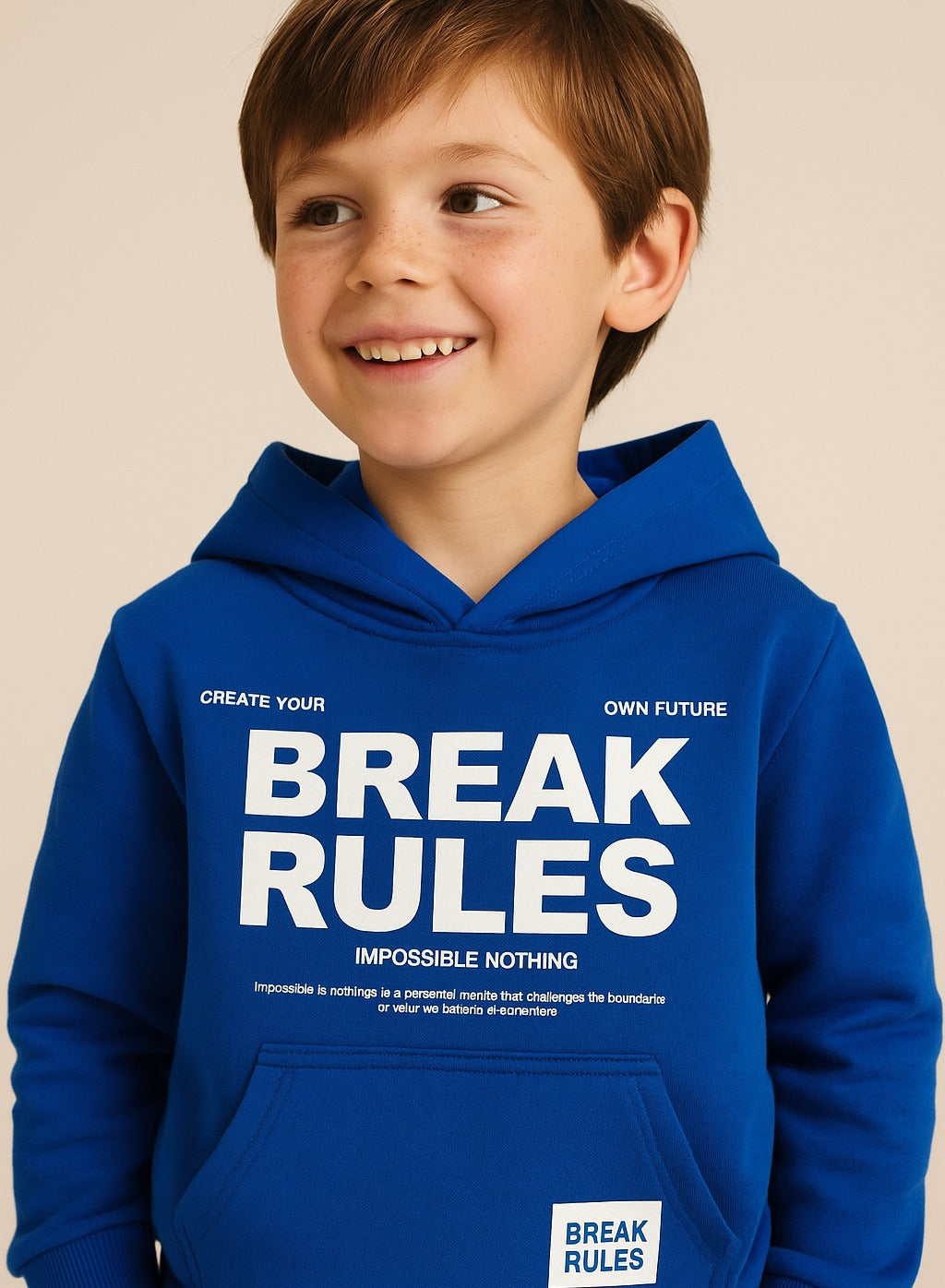 Boys' Blue "Break Rules" Hooded Sweatshirt