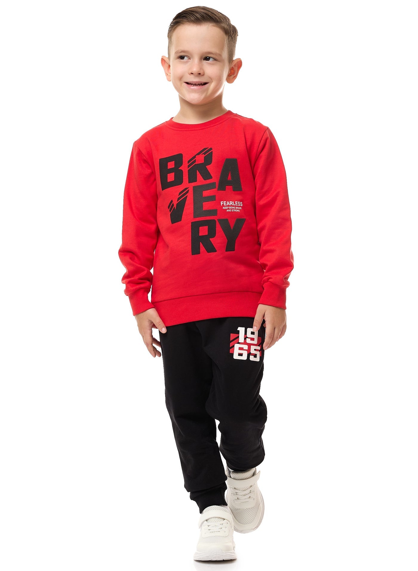 Boys' 2-Piece Sweatshirt And Jogger Set (2 -8 Yrs) Red-Black