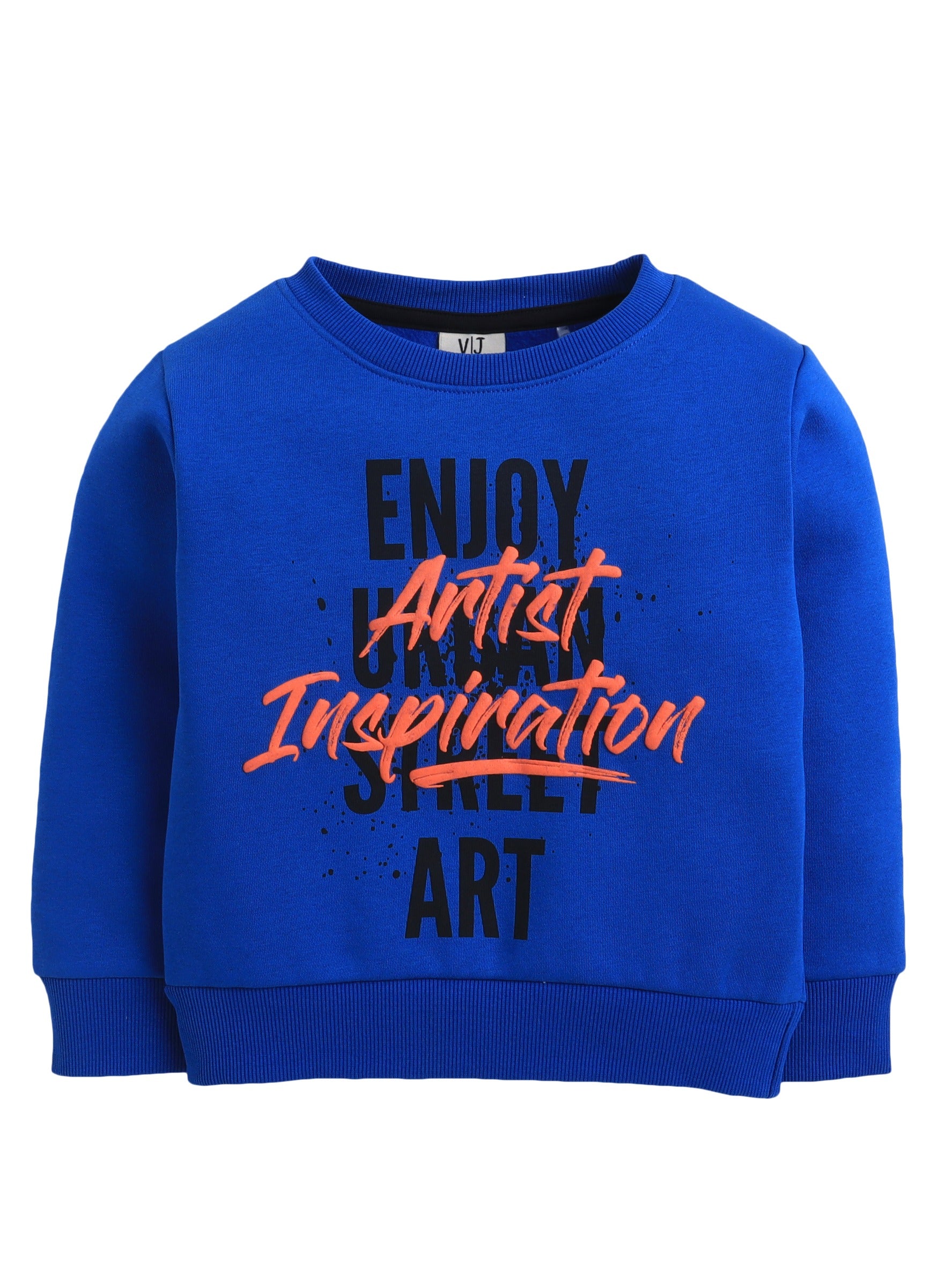Boys' Printed Crew Neck Sweatshirt “ Blue