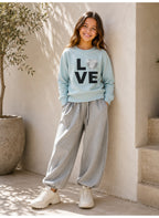 Girls Graphic Pullover Top with Puff Sleeves