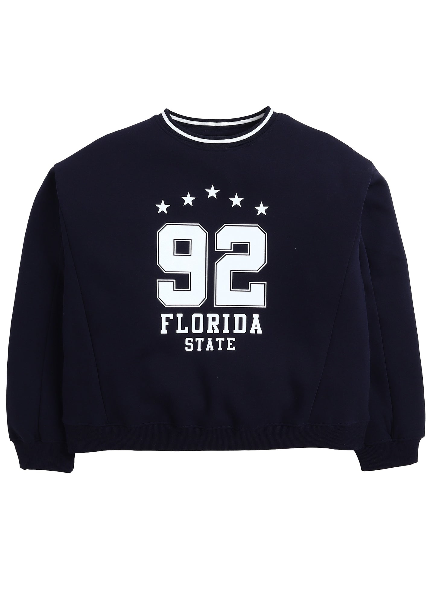 “Florida State 92” Contrast Rib Pullover Sweatshirt – 100% Cotton Fleece