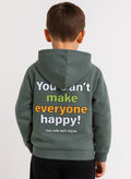 Boys' Olive Green Hoodie With Œyou Can’T Make Everyone Happy” Print