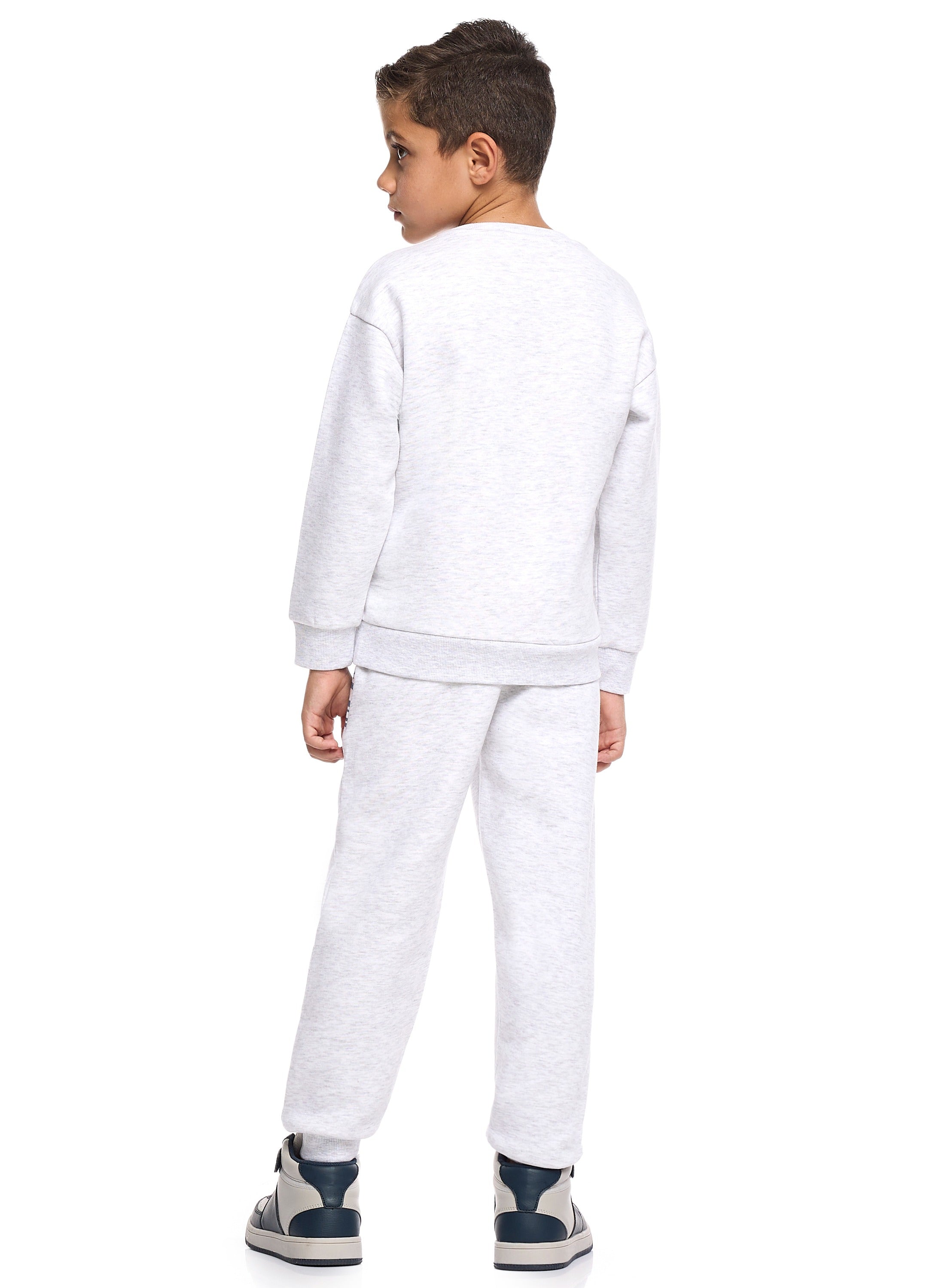 Victor And Jane Cotton Move Graphic Full Sleeves Sweatshirt & Joggers Co-Ord Set - White