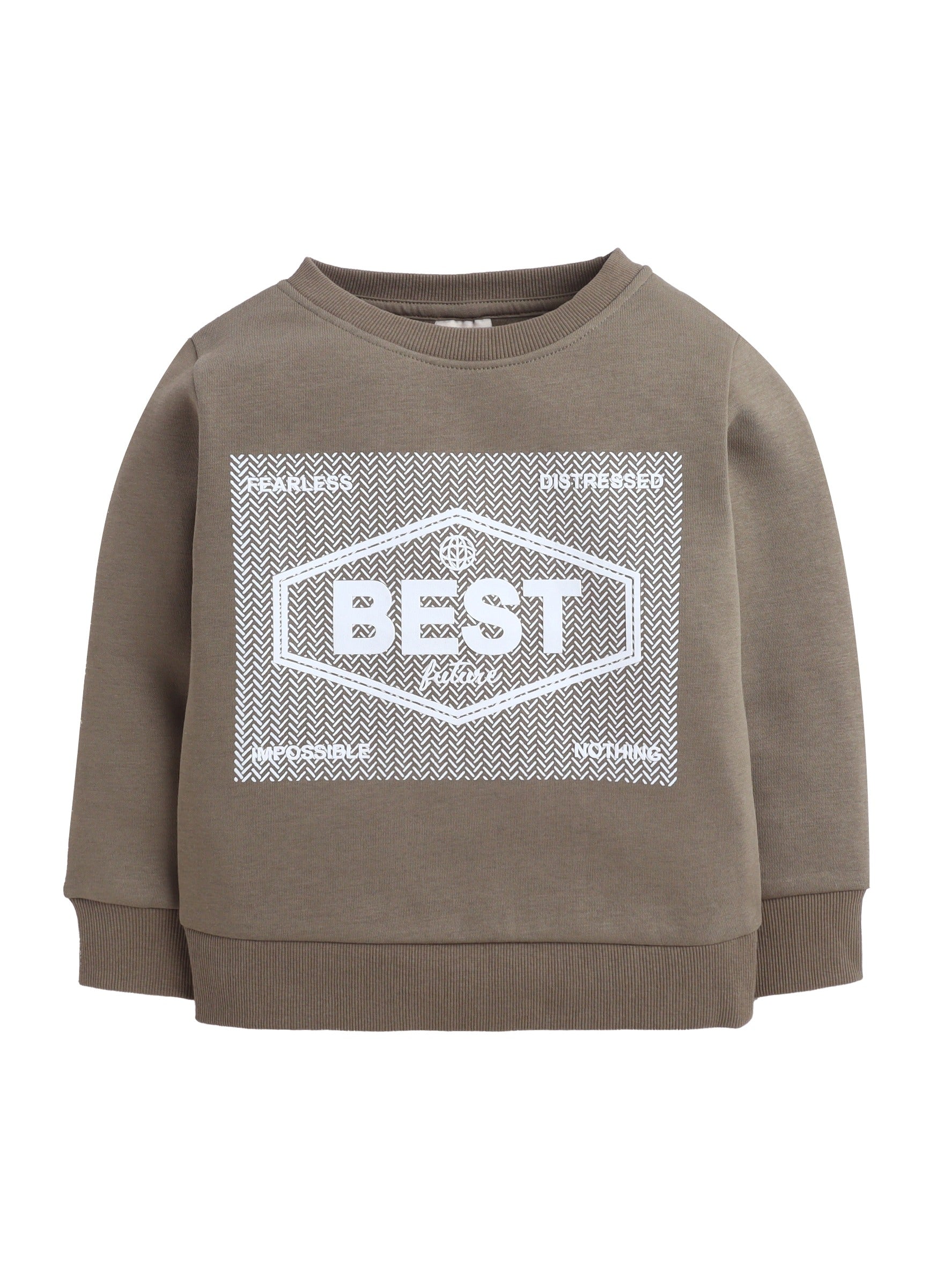 Boys' Olive Green "Best Future" Graphic Sweatshirt