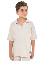 Oversized - Boys' Jacquard 2-Piece Set - Polo T-Shirt With Badge Detail And Matching Shorts With Pockets,