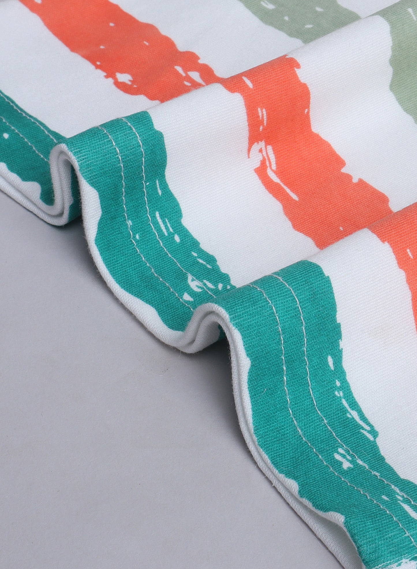 Victor and Jane Infant 2PC Set, Multicolor Striped T-Shirt And Green Shorts