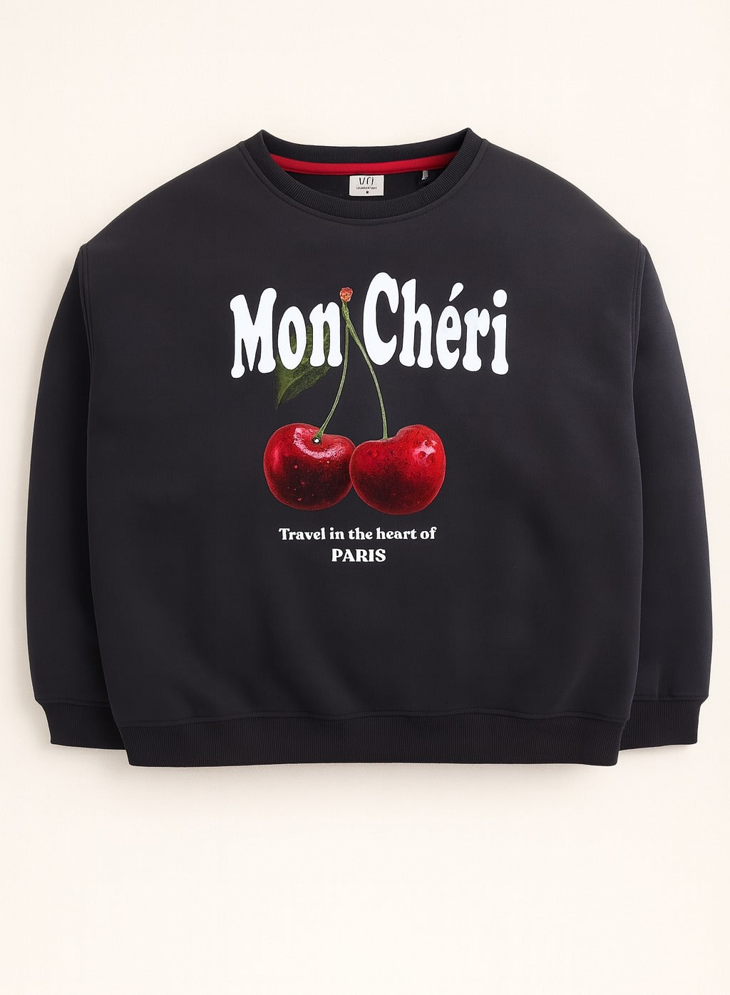 Mon Chã©Ri Cherry Print Sweatshirt “ 100% Cotton Fleece | Puff Print |