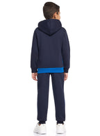 Boys’ Navy &Amp; Blue Colorblock Hoodie Tracksuit “ Zip-Up Sweatshirt &Amp; Joggers Set