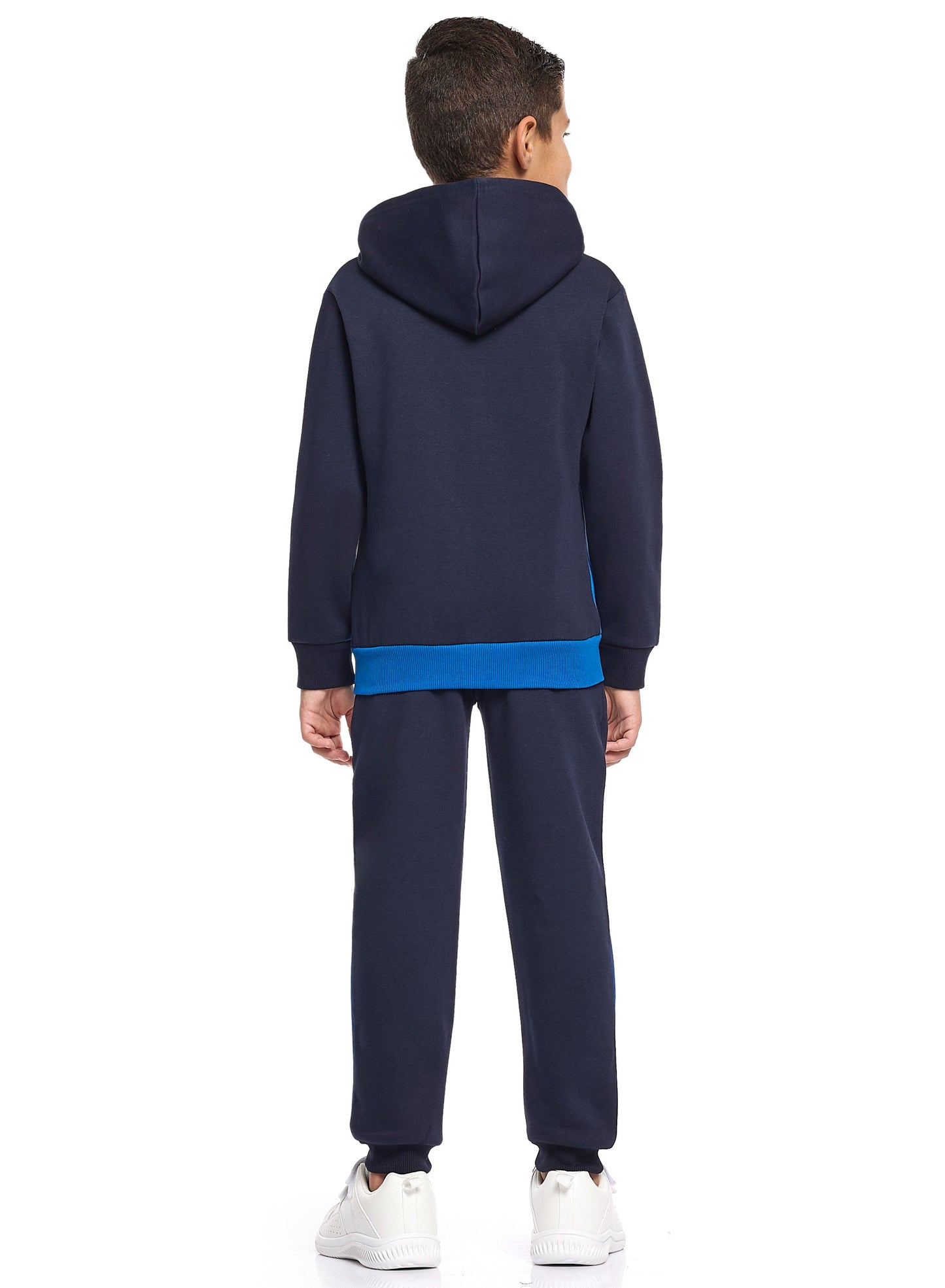 Boys’ Navy & Blue Colorblock Hoodie Tracksuit – Zip-Up Sweatshirt & Joggers Set