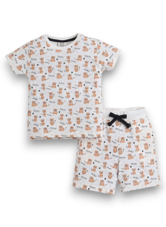 Victor and Jane - All-Over Printed T-shirt and Shorts Pyjama Set
