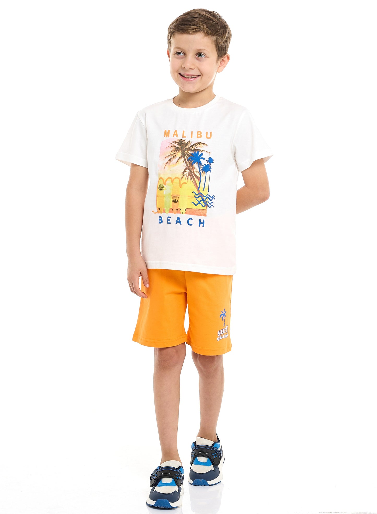 Victor and Jane Classic Royal Blue Cotton T-Shirt & Pull-On Shorts Set