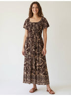 Printed Midi Dress With Square Neck