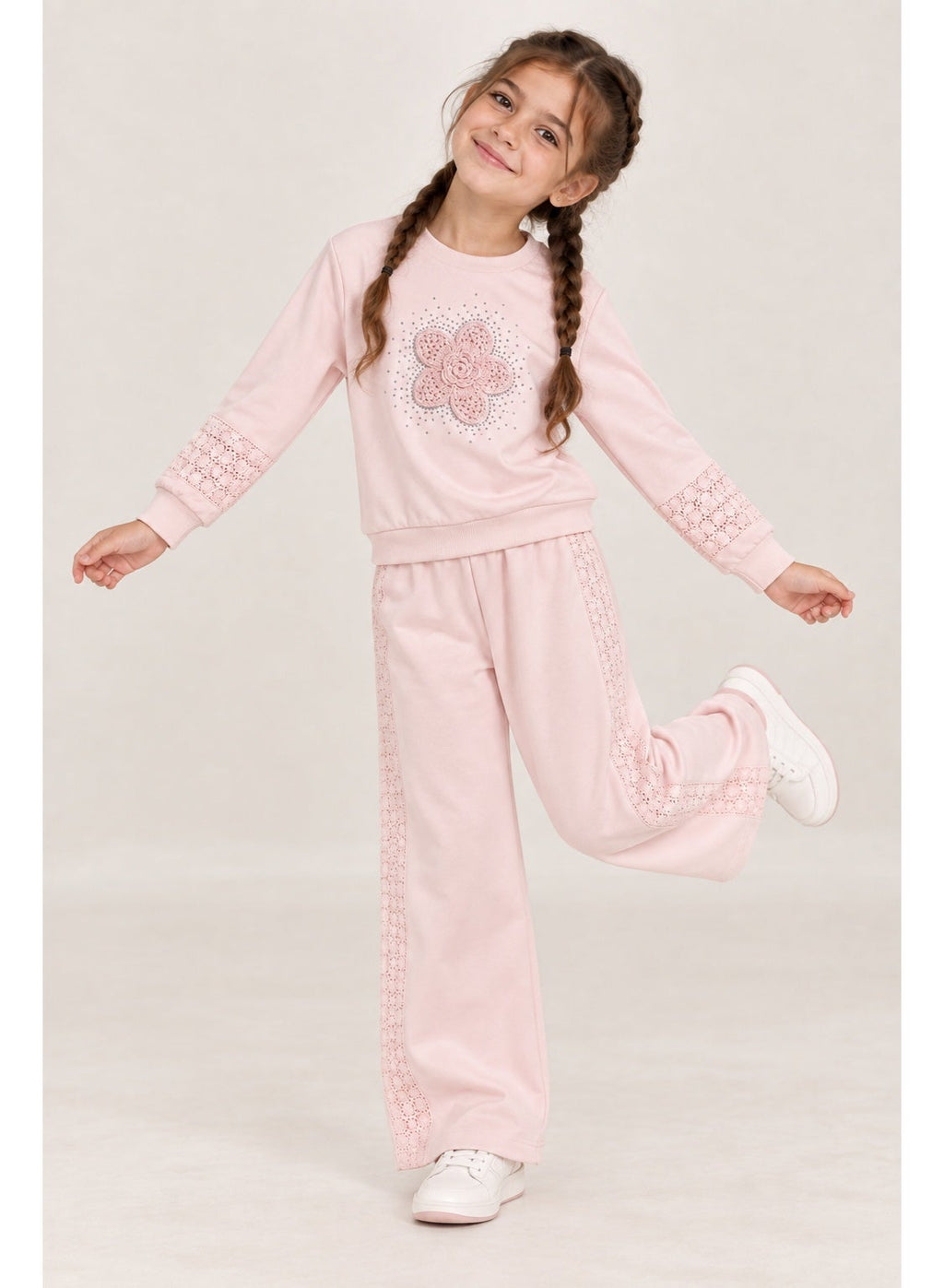 Girls' Crew Neck Pullover Top & Long Pants