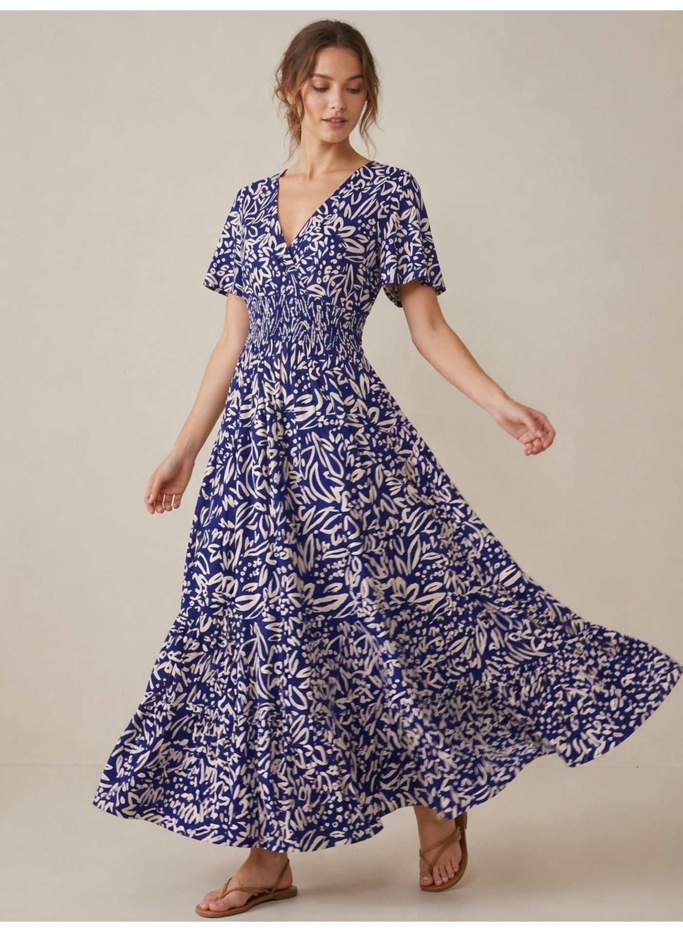 Printed Maxi Dress With Sweetheart Neckline