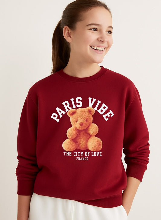 Paris Vibe Graphic Sweatshirt – 100% Cotton Fleece | Puff Print |