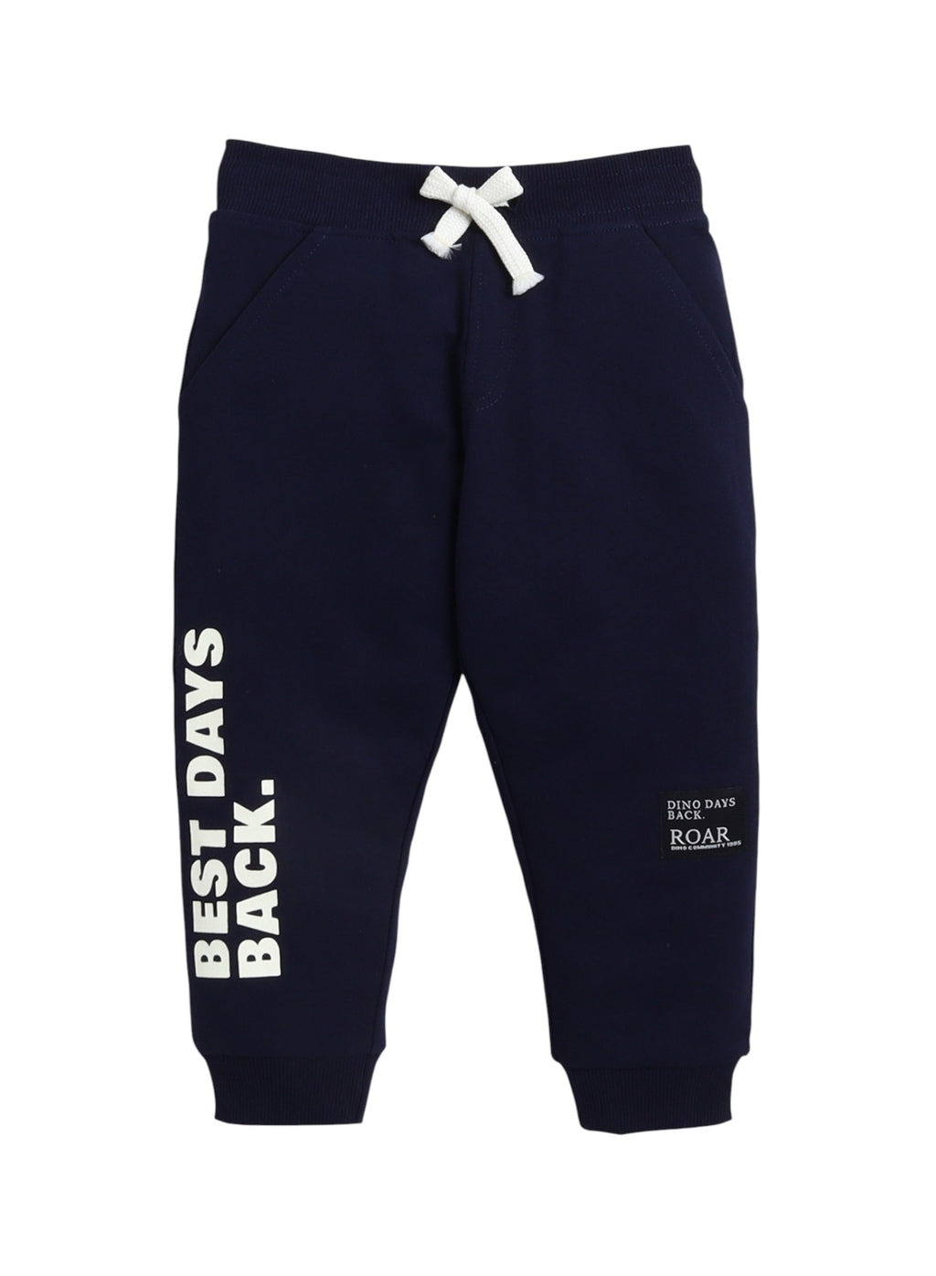 Infant Boys Œbest Days Roar” Fleece Tracksuit “ Dark Blue 2-Piece Set
