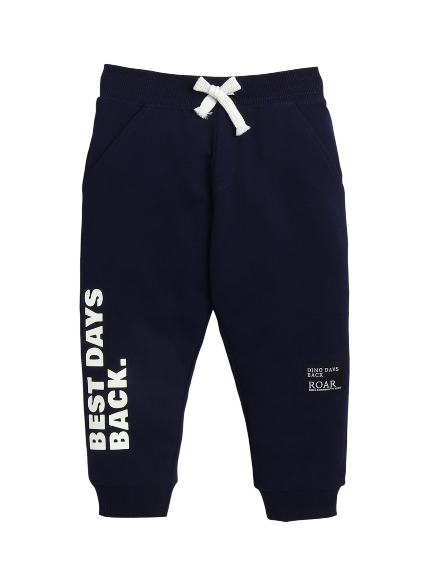 Infant Boys “Best Days Roar” Fleece Tracksuit – Navy 2-Piece Set